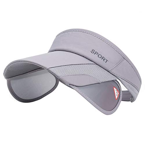 Summer Sun Visor Hat - Women Adjustable Golf Cap with Retractable Brim, UV Protection Beach/Tennis Sport Hat - color: Gray