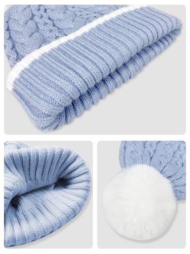 2 Pack Kids Winter Warm Beanie & Mittens Set, Soft Cable Knit Hat for Children's Toddler Baby, Cozy Cap & Gloves Pink - color: Blue, size: Small