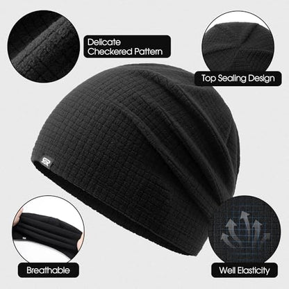 AUSFLUG Slouchy Beanie for Men Women Warm Lightweight Hard Hat Liner - color: Black