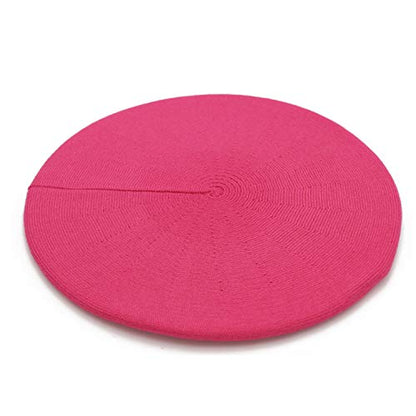Wheebo Reversible Solid Color French Beret Hat for Women and Girls - color: Hot Pink