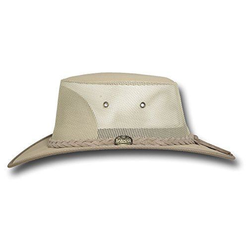 Mesh Drover Cotton Canvas Hat by Barmah - color: Beige, size: X-Large