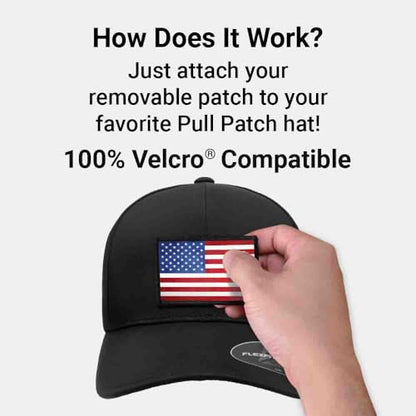 Pull Patch Tactical Hat - Flexfit Delta Curved Bill Cap - Seamless, Fitted - color: Black, size: 6 3/4-7 1/4