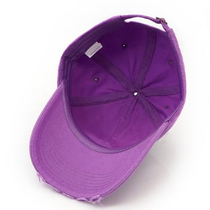 Distressed Baseball Cap for Men Women Cotton Dad Hat - color: Purple