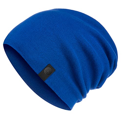 Warm Slouchy Beanie Hat - Deliciously Soft Daily Beanie in Fine Knit - color: Royal Blue - 1