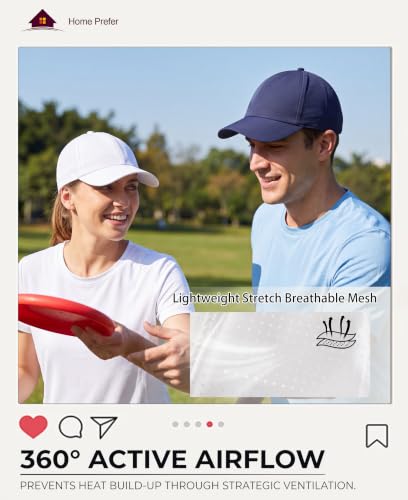 Home Prefer Mens Womens UPF50+ Sun Hat Athletic Adjustable Baseball Cap Quick Dry UV Protection Workout Running Golf Hat - color: White, size: Large