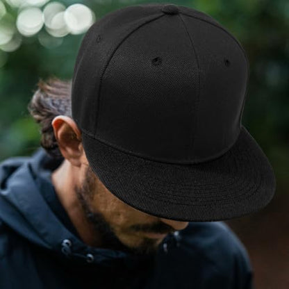 Snapback Hat Flat Bill Visor Hats Adjustable Hip Hop Baseball Cap for Women Men - color: Black