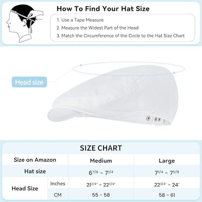 Men's Newsboy Flat Cap 100% Cotton Gatsby Ivy Golf Cabbie Hunting Summer Hat - color: Whitee, size: Large