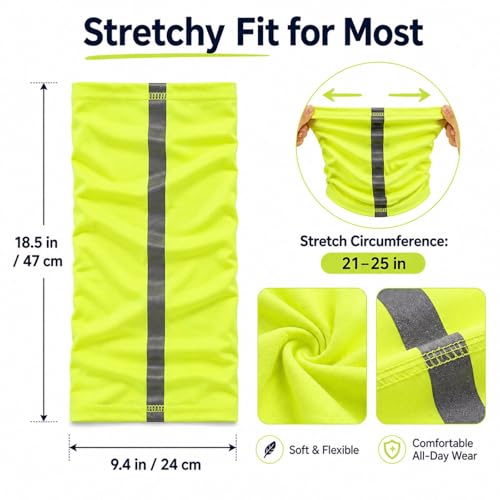 SATINIOR 4 Pcs Neck Gaiter Face Mask for Men, High Vis - color: Yellow