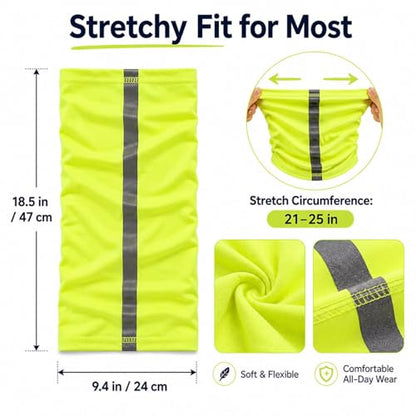 SATINIOR 4 Pcs Neck Gaiter Face Mask for Men, High Vis - color: Yellow