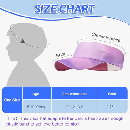 Kids Sun Visor Hats for Girls Boys, Packable Cooling Stretchy Visor - color: Purple
