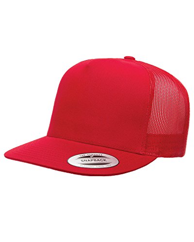 Yupoong Flexfit 6006,6006T,6006W 5 Panel Classic Trucker Snapback Hat Cap - color: Red