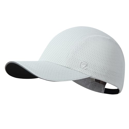 GADIEMKENSD Women's Race Day Running Cap Performance Mesh Hat - Excellent Ventilation, Lightweight, Reflective Safety - color: Light Gray