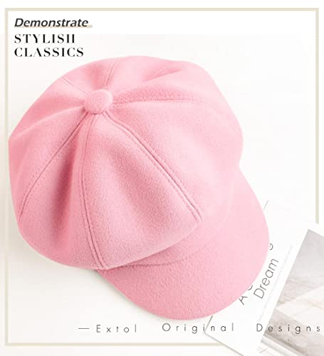 Sumolux Women Beret Newsboy Hat French Cap Classic Winter - color: Pink