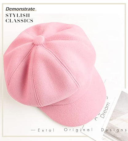 Sumolux Women Beret Newsboy Hat French Cap Classic Winter - color: Pink