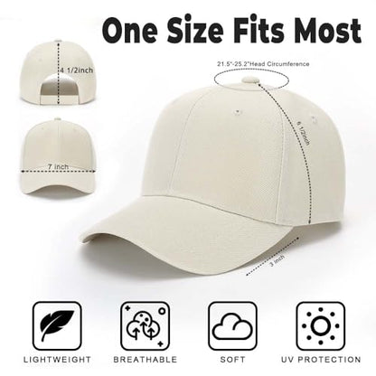 ZH Plain Adjustable Baseball Cap - Lot of 12 Unisex Blank Design Caps - color: Light Beige