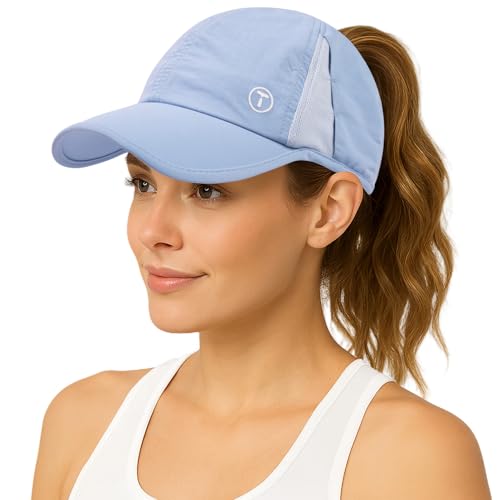 TOP-EX UPF 50+ Cooling High Ponytail Baseball Cap for Women - color: Misty Periwinkle, size: Small-Medium
