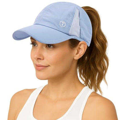 TOP-EX UPF 50+ Cooling High Ponytail Baseball Cap for Women - color: Misty Periwinkle, size: Small-Medium