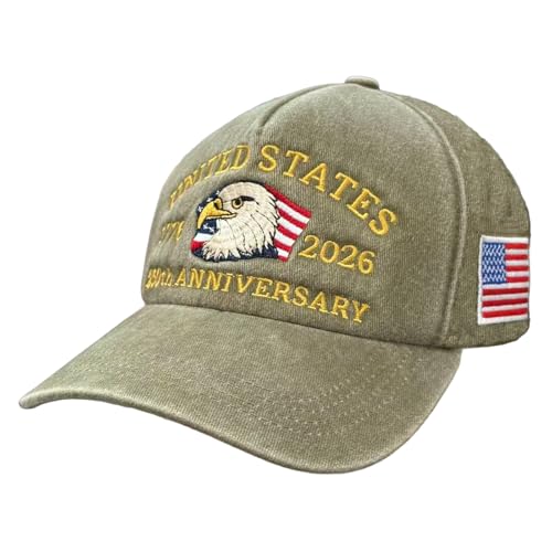 250th Anniversary USA Hat Retro Embroidered Baseball Cap Adjustable Mesh-Back Trucker Hat for Men Women - color: Non-mesh Army Green