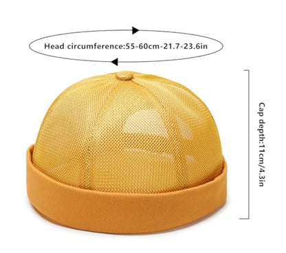 DIYDECAL Mens Mesh Brimless Cap,Summer Skullcap Docker Beanie Hat - color: Gold