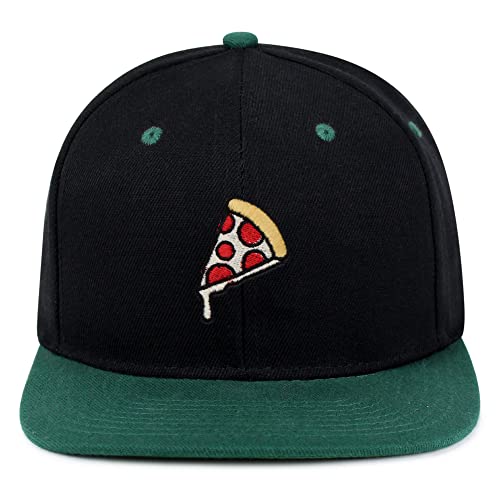 JPAK Pizza Hip-Hop Snapback Hat Embroidered Baseball Cap Foodie - color: 17. Black/Green