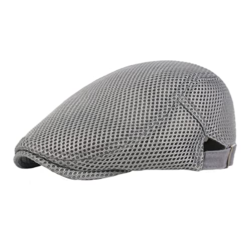 Lifup Unisex Mesh Newsboy Hat Breathable Summer Flat Cap - color: Light Grey 1