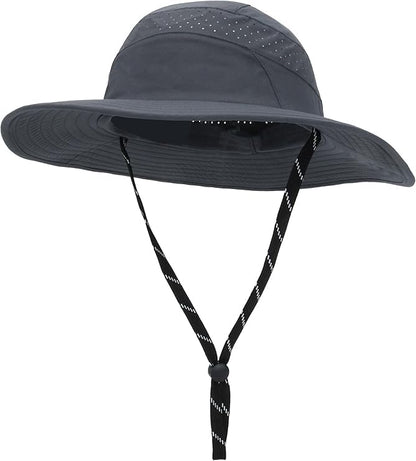 UPF50+ Bucket Hat, Wide Brim Sun Cap - color: Dark Grey