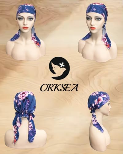 Chemo Headwear for Women Pre-Tied Head Scarf Coverings Scarves - color: Blue