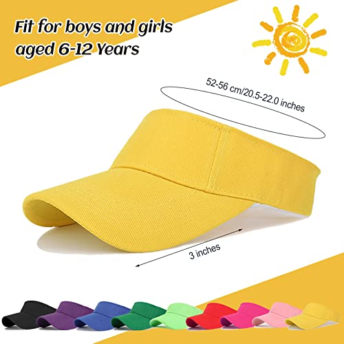 10 Pcs Kids Sun Visor Hats Boys Girls Athletic Sports Visor Adjustable UV Protection Beach Visor Fit 6 to12 Years Old - color: Black