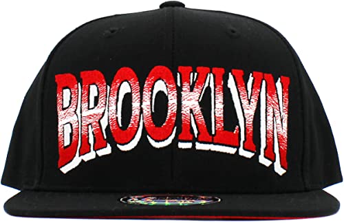 City Snapback Embroidered Fashion Snapback Hat New York Brooklyn Adjustable Baseball Cap Mens Womens - color: Black Red Brooklyn