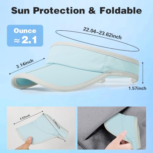 Sun Visor Caps Foldable Brim Adjustable Visor Hats for Women Men - color: Lightblue