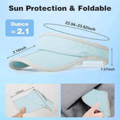 Sun Visor Caps Foldable Brim Adjustable Visor Hats for Women Men - color: Lightblue