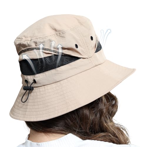 Packable Bucket Hat for Women Waterproof UV Protection Sun Hat - color: Light Brown
