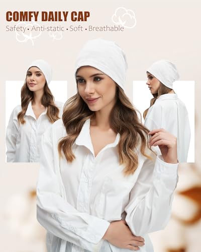 100% Cotton Thin Summer Slouchy Beanie Hat for Women Men Chemo Cap - color: 1pc White, size: Large