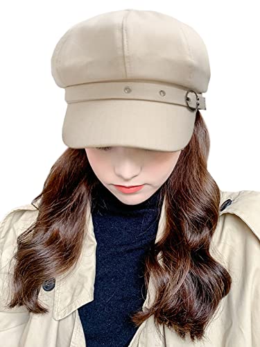 Women Beret Newsboy Hats Classic Autumn Spring Winter Cap - color: Beige