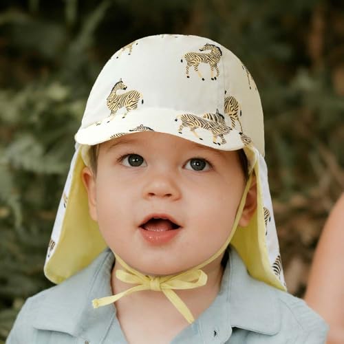 Baby Boys Girls Sun Hat 100% Cotton Flap Hat,Toddler Kids Hats with Neck Protection,Summer Essentials for Baby - color: Beige Yellow Zebra, size: 6-12 Months