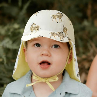Baby Boys Girls Sun Hat 100% Cotton Flap Hat,Toddler Kids Hats with Neck Protection,Summer Essentials for Baby - color: Beige Yellow Zebra, size: 6-12 Months