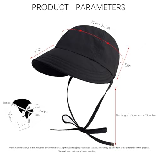 Womens Sun Hat Wide Brim UPF 50+ UV Protection Foldable Packable Sun Shield Hat for Women, Ponytail Outdoor Fishing Hat - color: Upgraded Black