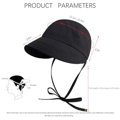 Womens Sun Hat Wide Brim UPF 50+ UV Protection Foldable Packable Sun Shield Hat for Women, Ponytail Outdoor Fishing Hat - color: Upgraded Black