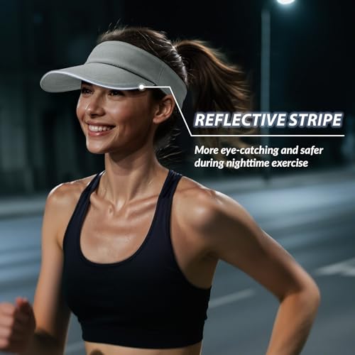 Sukeen Women's Adjustable Fit Runners Lightweight Comfort Performance Visor, Sports Sun Visor One Size Fits Most - color: Light Grey