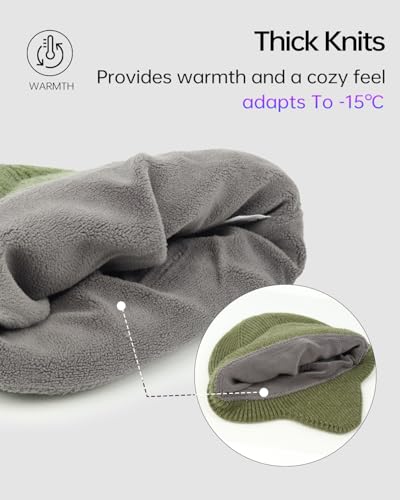 Zylioo XXL XL L Beanie for Big Heads Men Women, Ear Flap Winter Knit Hat - color: Army Green, size: X-Large-3X-Large