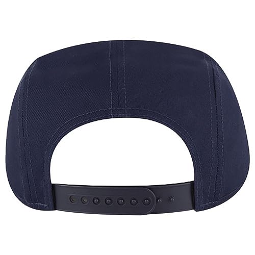 Ashen Fane 5 Panel Superior Cotton Twill Square Flat Visor Adjustable Camper Hat - color: Snapback-navy
