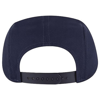 Ashen Fane 5 Panel Superior Cotton Twill Square Flat Visor Adjustable Camper Hat - color: Snapback-navy