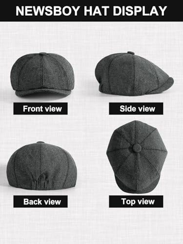 Senker Fashion 2 Pieces Newsboy Cap for Men - color: Light Grey Dark Grey