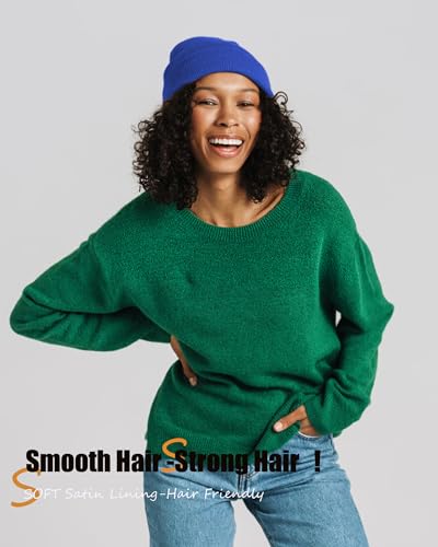 Satin Lined Knit Beanie Hat-100% Cotton Winter Hats for Women Men - color: 1-khaki