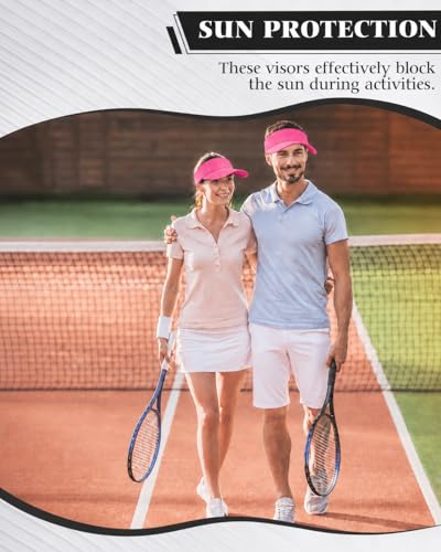 12 Pack Sun Visor Hats Softball Adjustable Cap Sun Protection for Women Men - color: Hot Pink