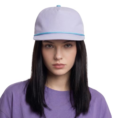 TOPTIE 5-Panel Rope Snapback Baseball Cap, Adjustable Flat Brim Hat, Quick Dry Soft Top Cap for Men Women Outdoor - color: Light Purple/Light Blue