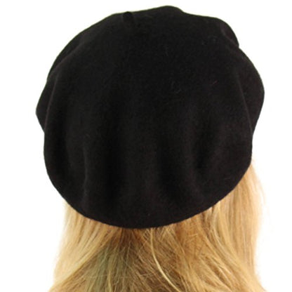 Classic Winter 100% Wool Warm French Art Basque Beret Tam Beanie Hat Cap - color: Black