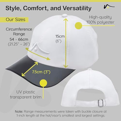 VISTO Transparent Brim Quick-Dry Hat - Obstruction Free Visibility, No Glare & Complete Sun Protection for Outdoor Sports - color: White