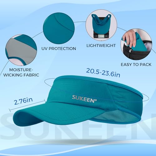 Sukeen Lightweight Sports Sun Visor Hat for Men Women - color: Teal Blue