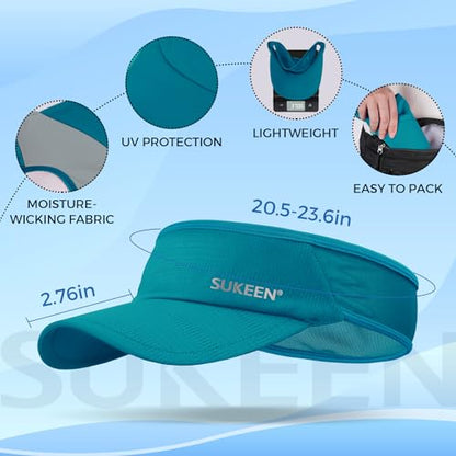 Sukeen Lightweight Sports Sun Visor Hat for Men Women - color: Teal Blue
